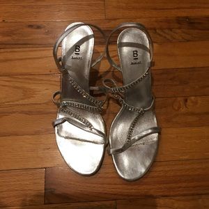 Silver Heels with Rhinestones